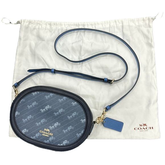 NWOT Coach Camera Bag with Horse and Carriage Dot Print in Denim #C4057 - Picture 1 of 6